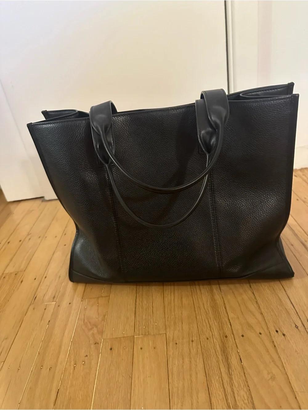 MICHAEL KORS Black Embossed Logo Leather Tote
